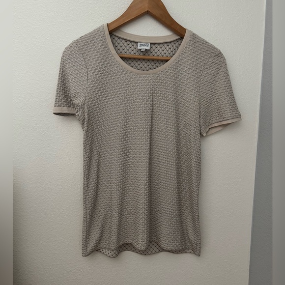 Women's Armani Collezioni Tonal Textured  Beige Black Blouse Top Size 6 Small - Picture 1 of 5
